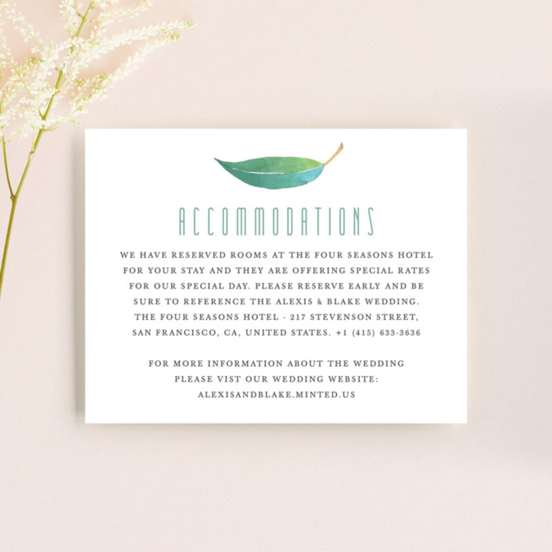 "Eucalyptus Leaves" - Direction Cards in Eucalyptus by Shannon Chen of Four Wet Feet Studio - Front