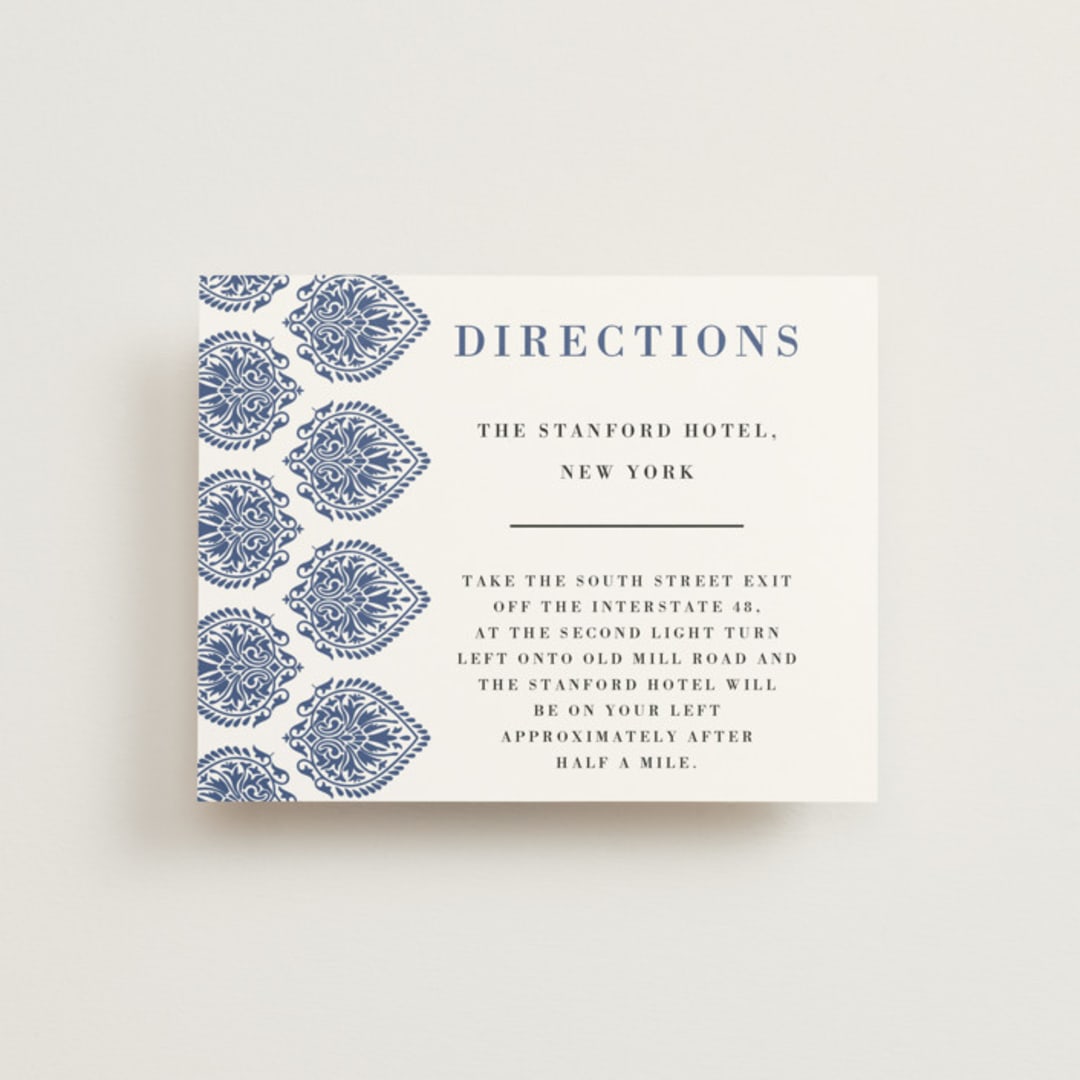 "Calcutta Stamp" - Direction Cards in Azure by Oma N. Ramkhelawan - Front