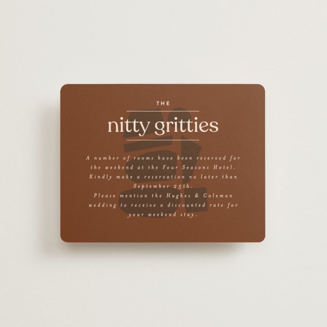 "Private Affair" - Direction Cards in Cinnamon by Nazia Hyder - Front