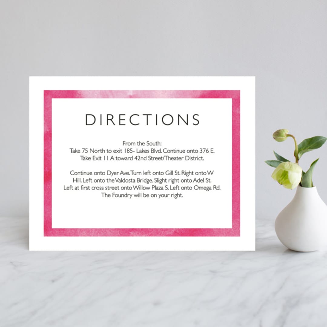 "Skyline Atlanta" - Direction Cards in Magenta by Laura Condouris - Front