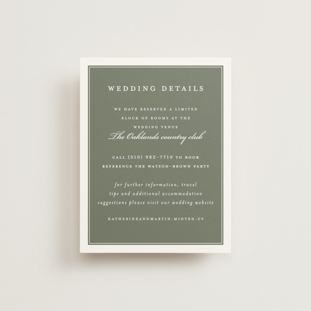"Greenery crest" - Direction Cards in Sage by Sarah Knight - Front