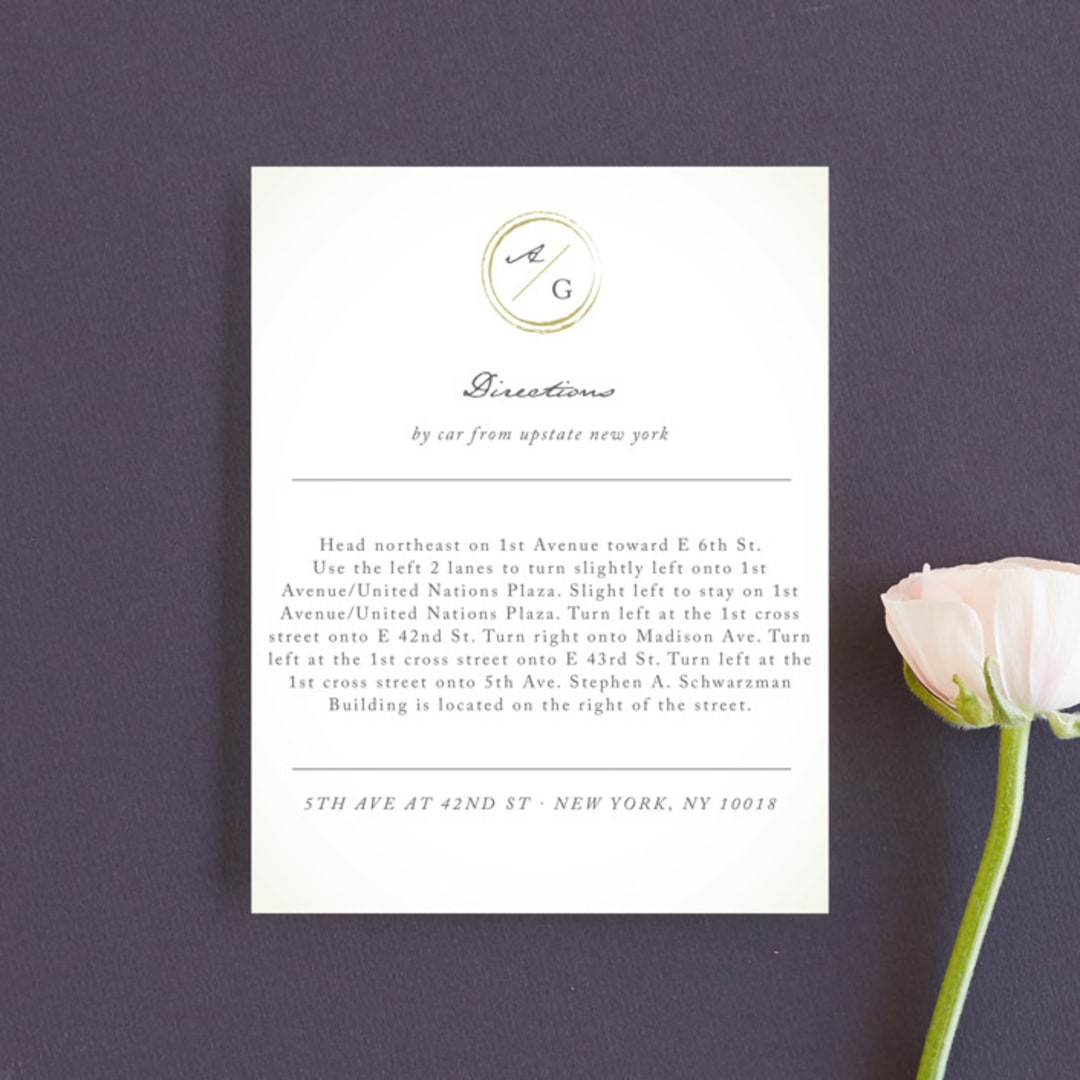"Monogram Circle Stamp" - Direction Cards in Antique White by fatfatin - Front