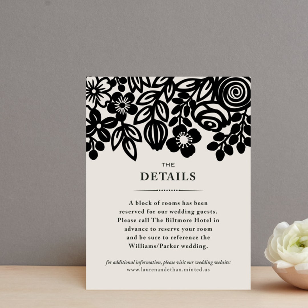 "Modern Floral Frame" - Direction Cards in Champagne by Faith Harlow - Front