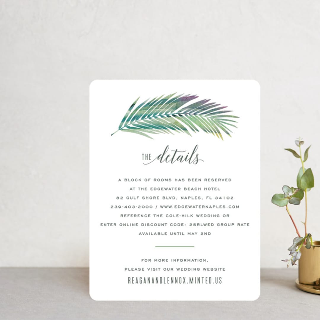 "Tropical Foliage" - Direction Cards in Fern by Hooray Creative - Front