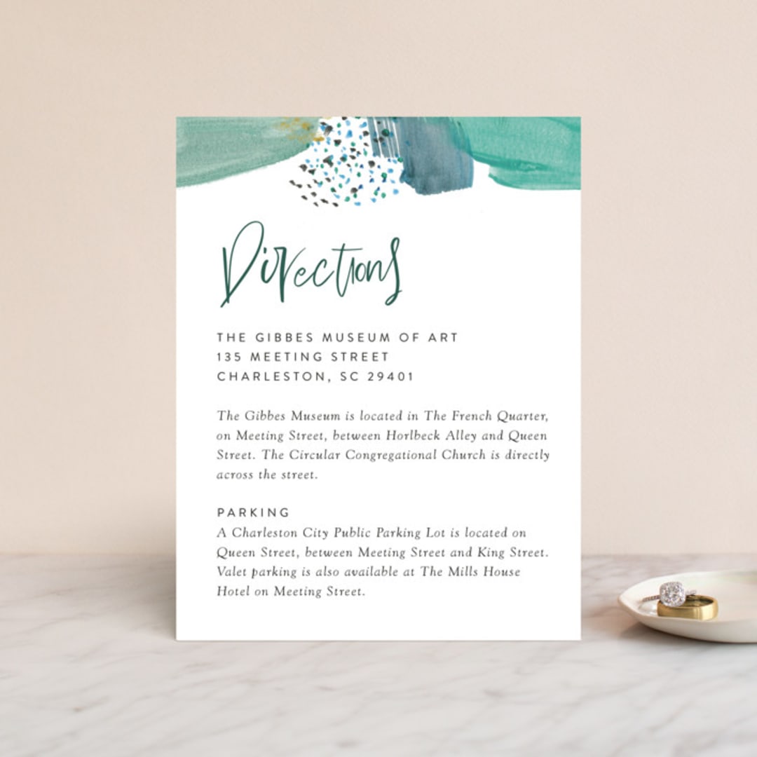 "Feathery Painted" - Direction Cards in Teal by Erika Firm - Front