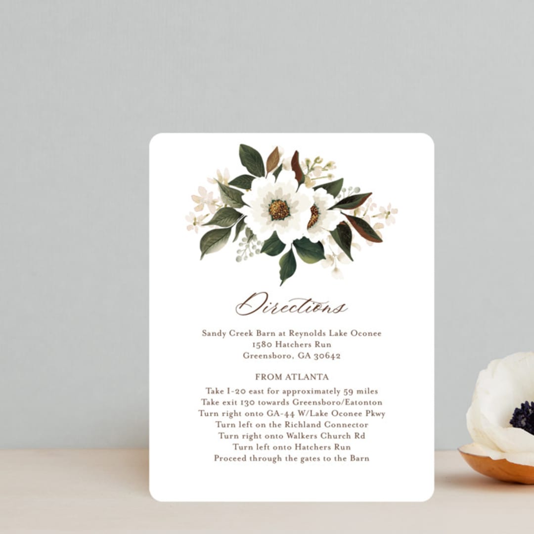 "A Garden Wedding" - Direction Cards in Magnolia by Chris Griffith - Front