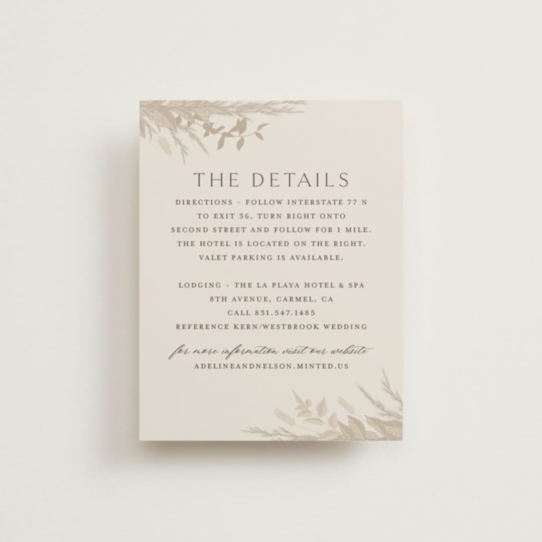 "Preserved Fall Botanicals" - Direction Cards in Linen by Erin Deegan - Front