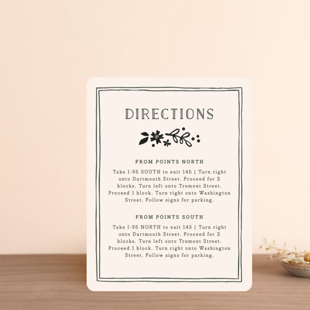 "Alabaster Florals" - Direction Cards in Slate by Jennifer Wick - Front