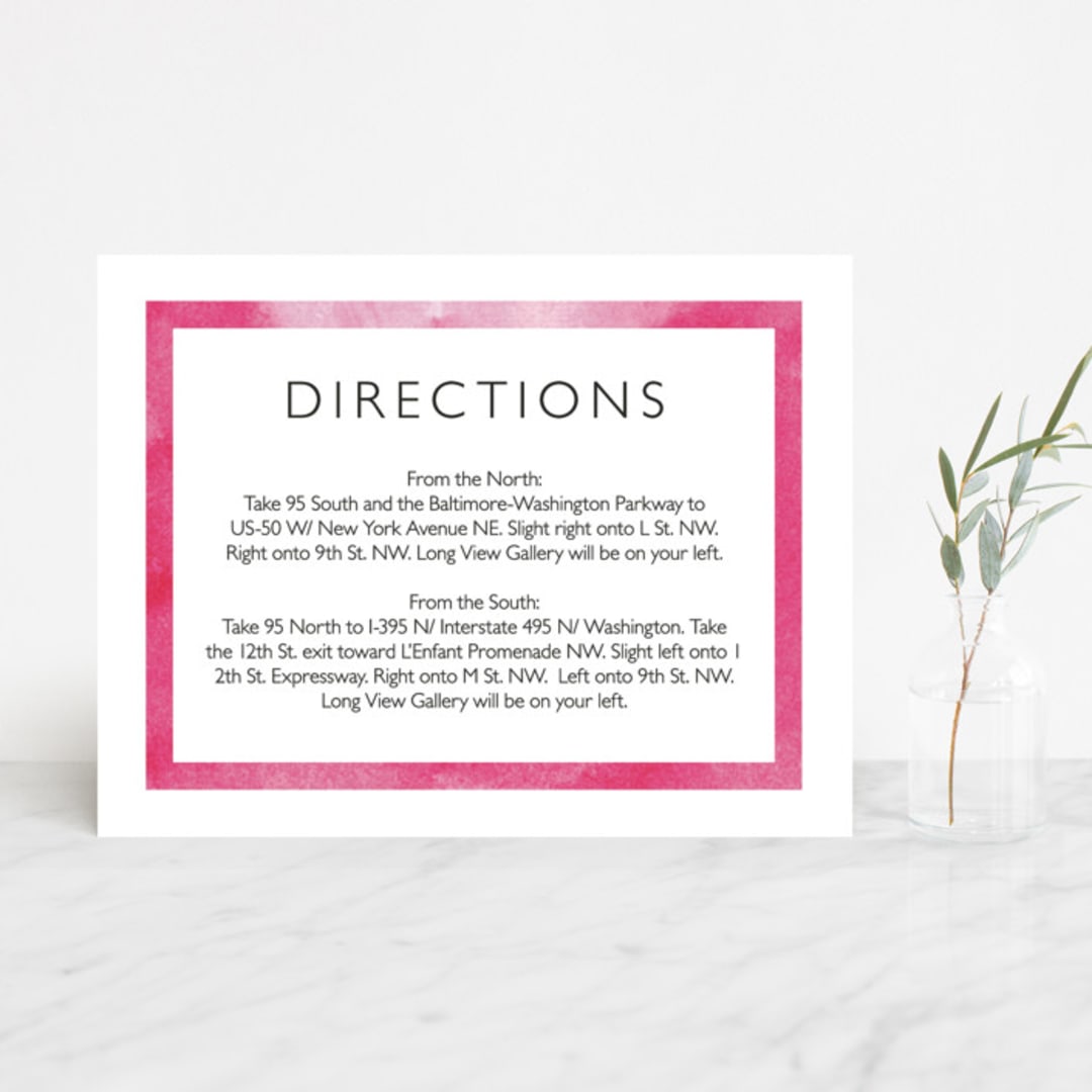 "Skyline - Washington DC" - Direction Cards in Magenta by Laura Condouris - Front