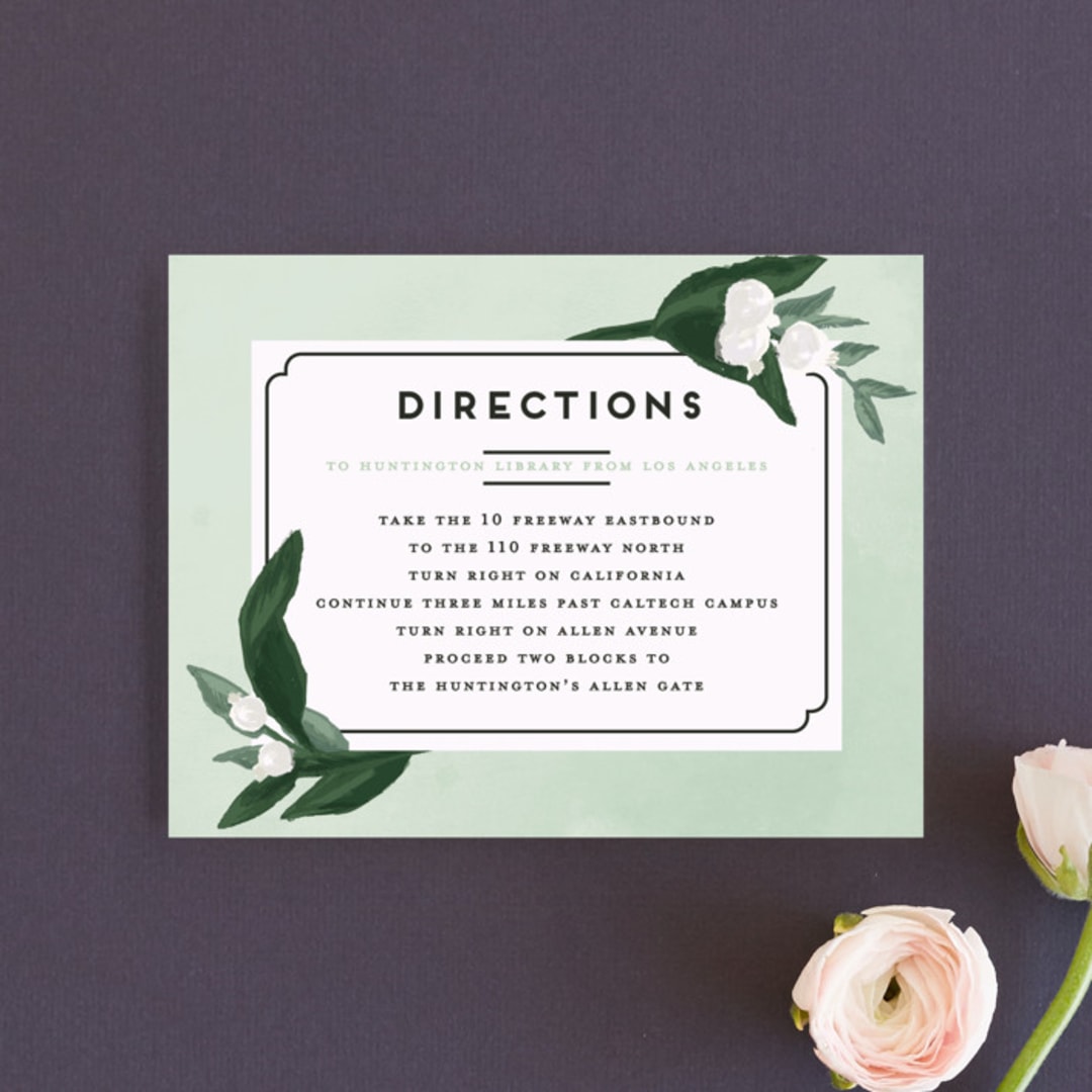 "Botanical Name Plate" - Direction Cards in Sage by Shiny Penny Studio - Front