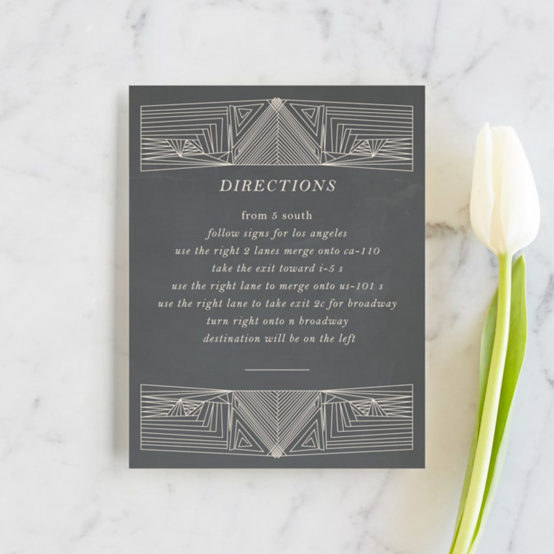 "Art Deco Frame" - Direction Cards in Coal by Caitlin Mac - Front