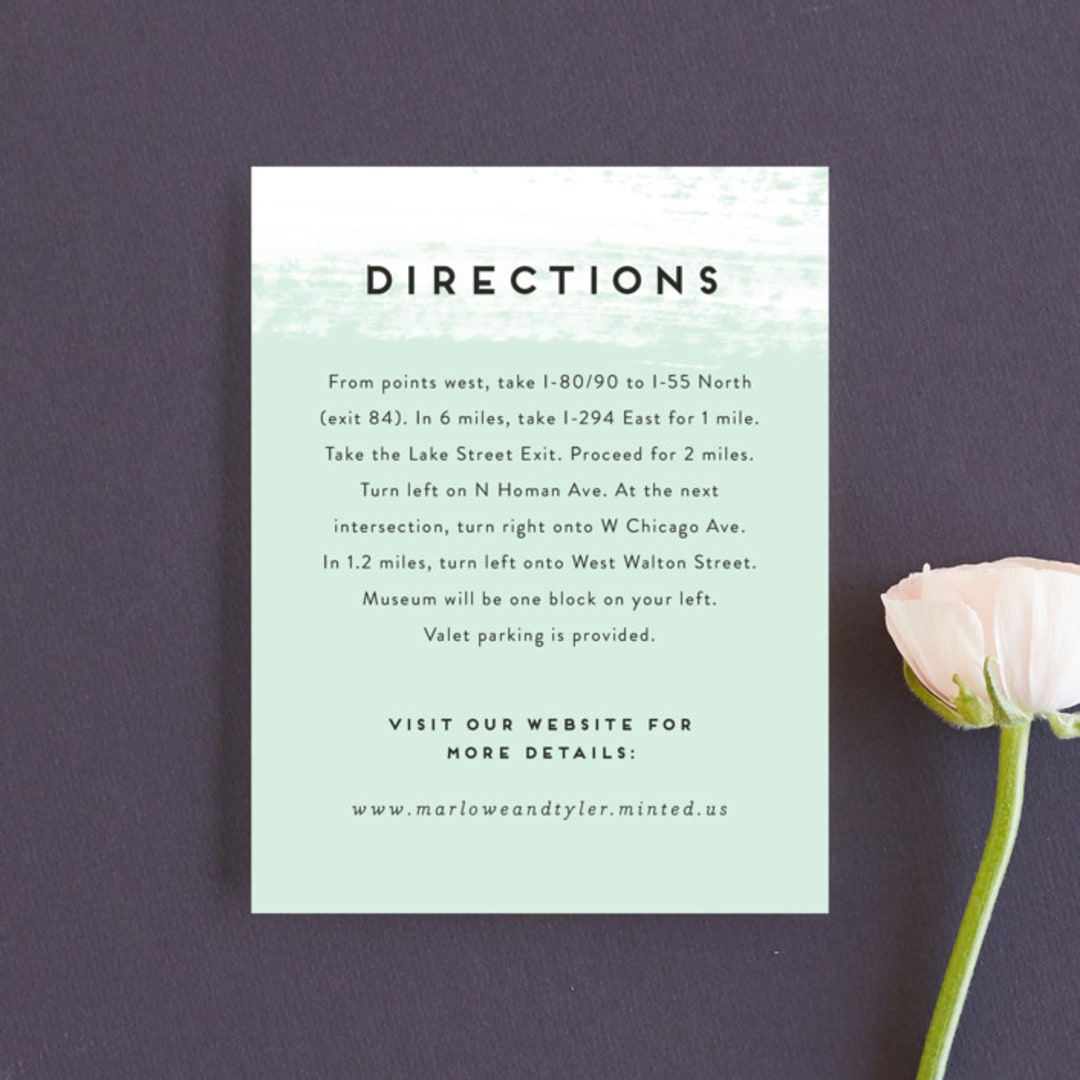 "Museum quality" - Direction Cards in Teal by Jennifer Wick - Front