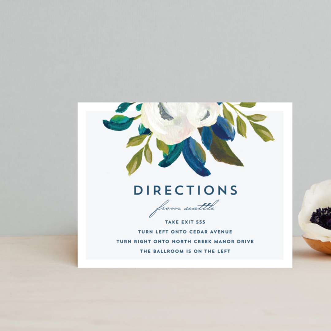 "Our Something Blue" - Direction Cards in Ocean by AK Graphics - Front