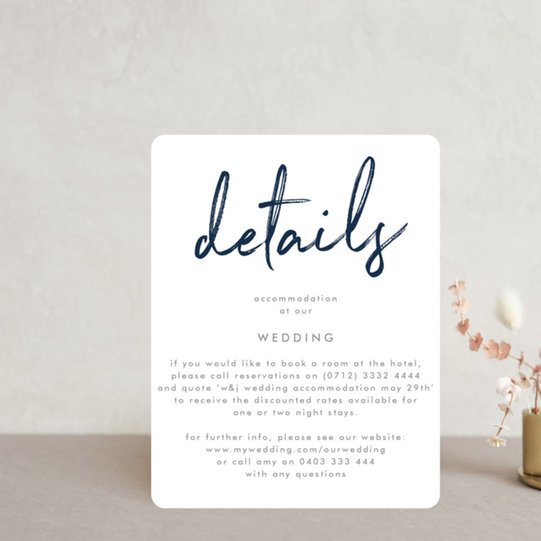 "Funky Names" - Direction Cards in Navy by Phrosné Barwood - Front