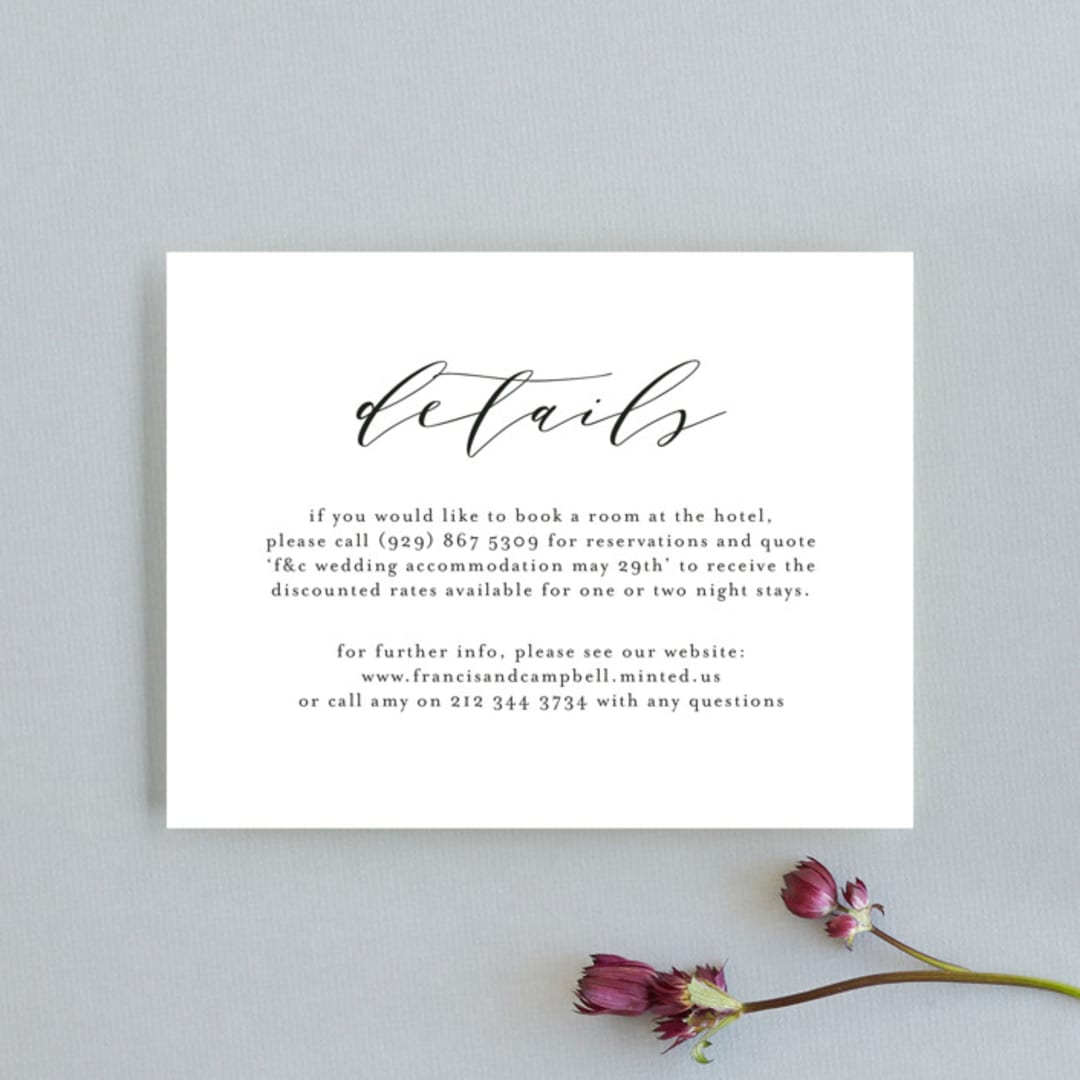 "Simple Elegance" - Direction Cards in Tuxedo by Phrosné Barwood - Front