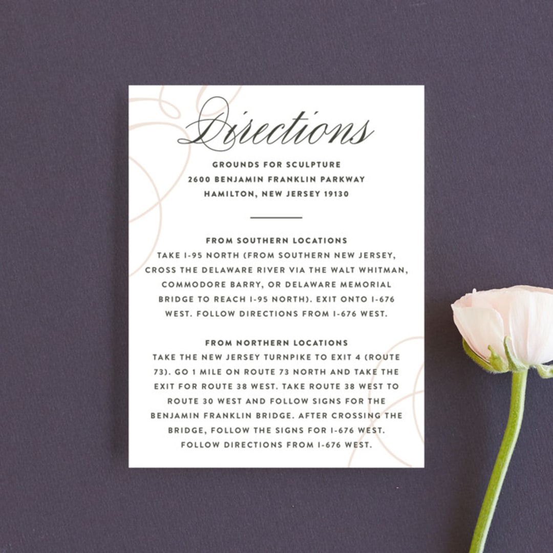 "Twirl Monogram B" - Direction Cards in Blush by Ariel Rutland - Front