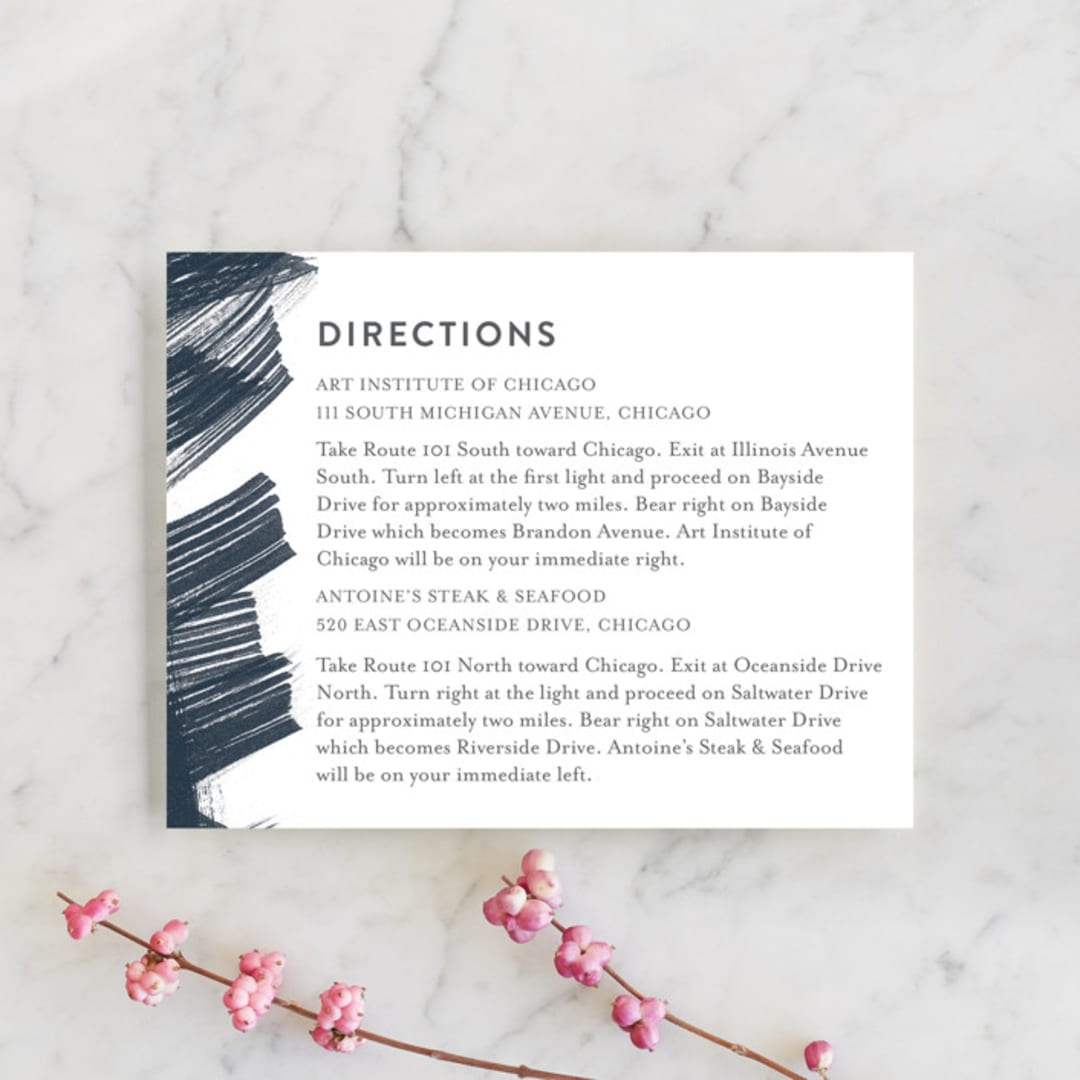 "Modern Brush" - Direction Cards in Steel Blue by Lisa Guerrero - Front