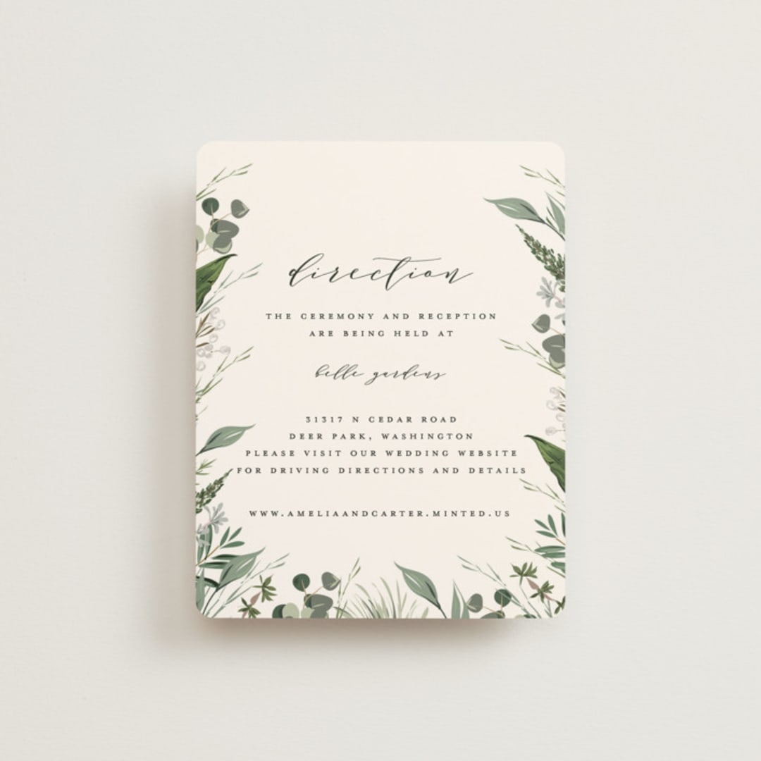 "Natures Greens" - Direction Cards in Ivory by Susan Moyal - Front