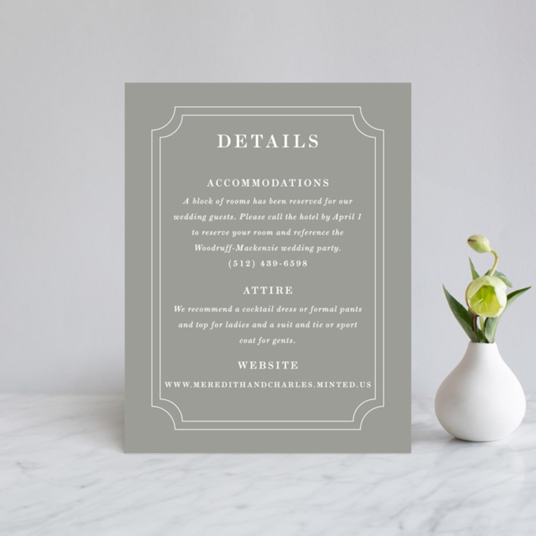 "Framed Details" - Direction Cards in Pebble by Kimberly FitzSimons - Front