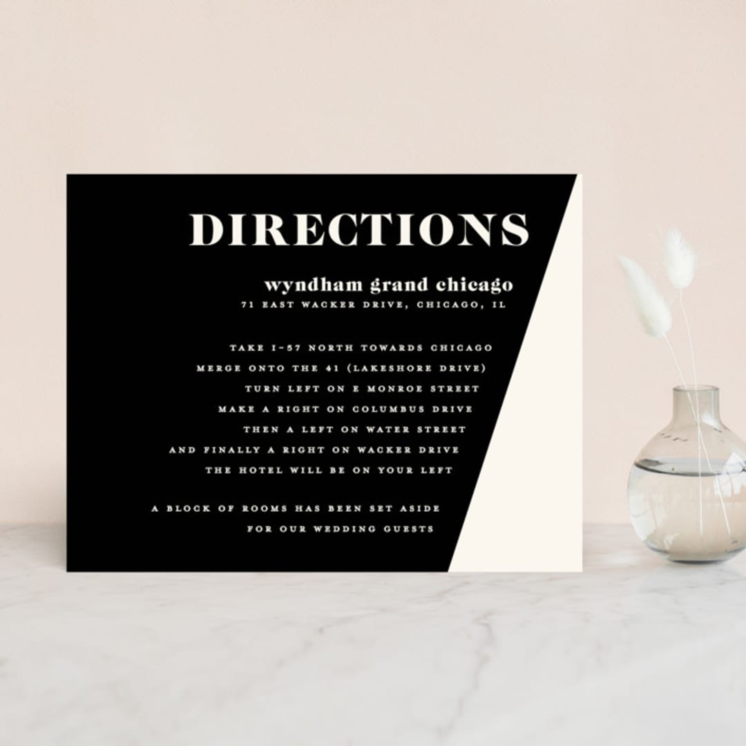 "Angled" - Direction Cards in Onyx by GeekInk Design - Front
