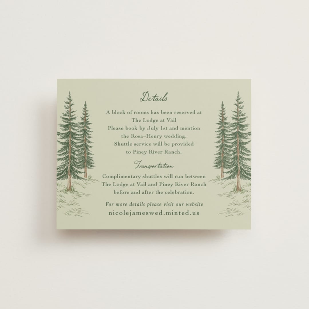 "Whispering Pines" - Direction Cards in Forest by Elly - Front