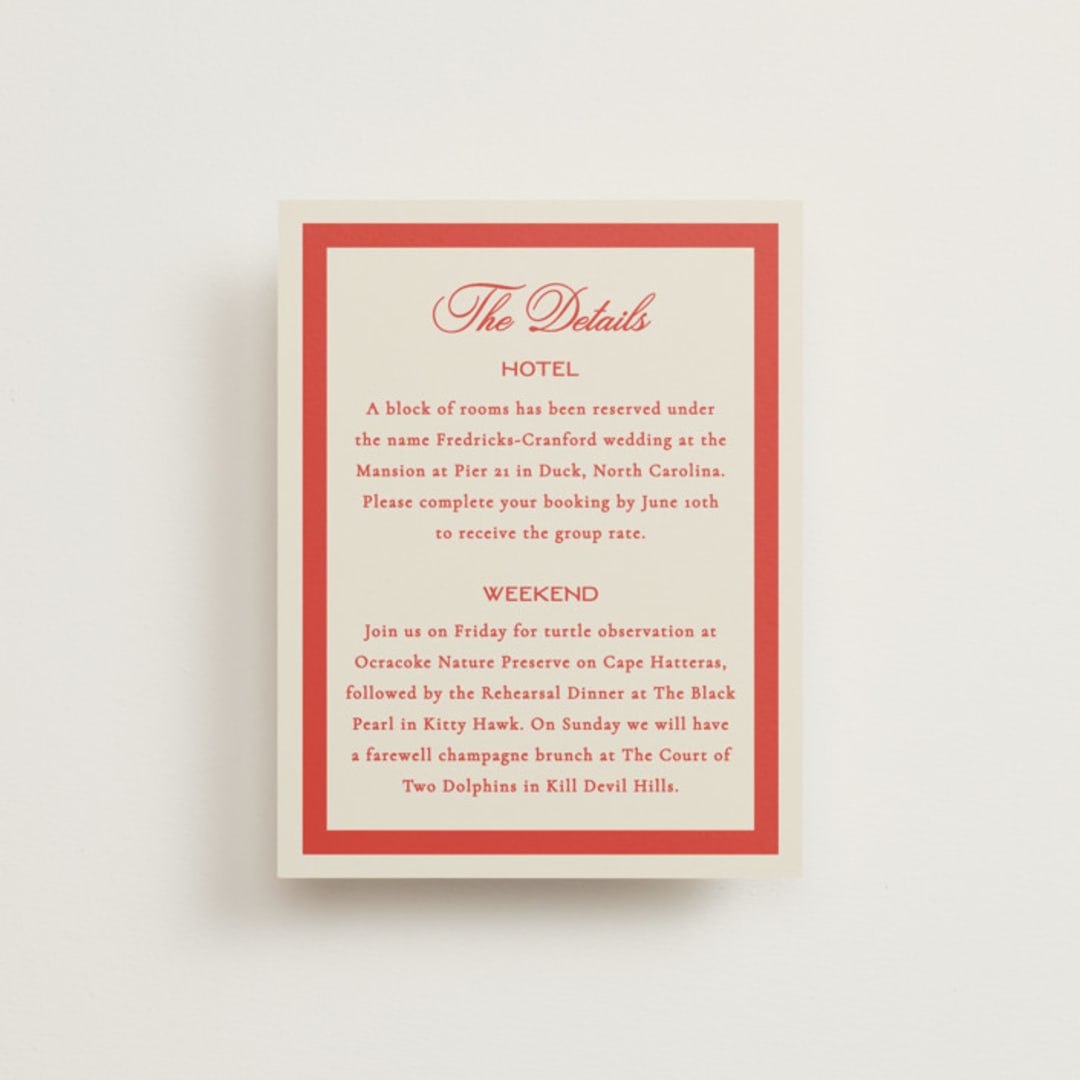 "Kitty Hawk" - Direction Cards in Lobster by Jackie Crawford - Front