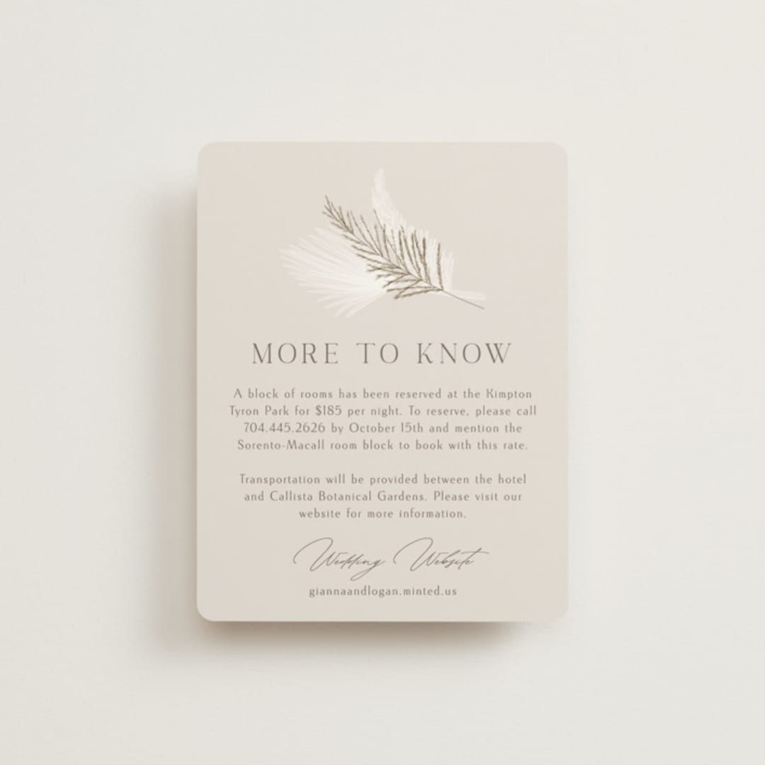 "Pampas & Palms" - Direction Cards in Ash by Kaydi Bishop - Front
