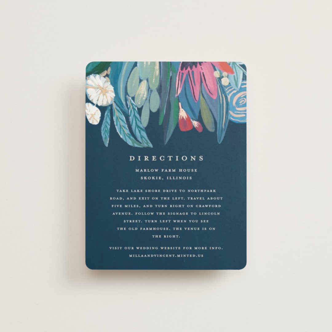 "Floral Burst" - Direction Cards in Ocean by Morgan Ramberg - Front