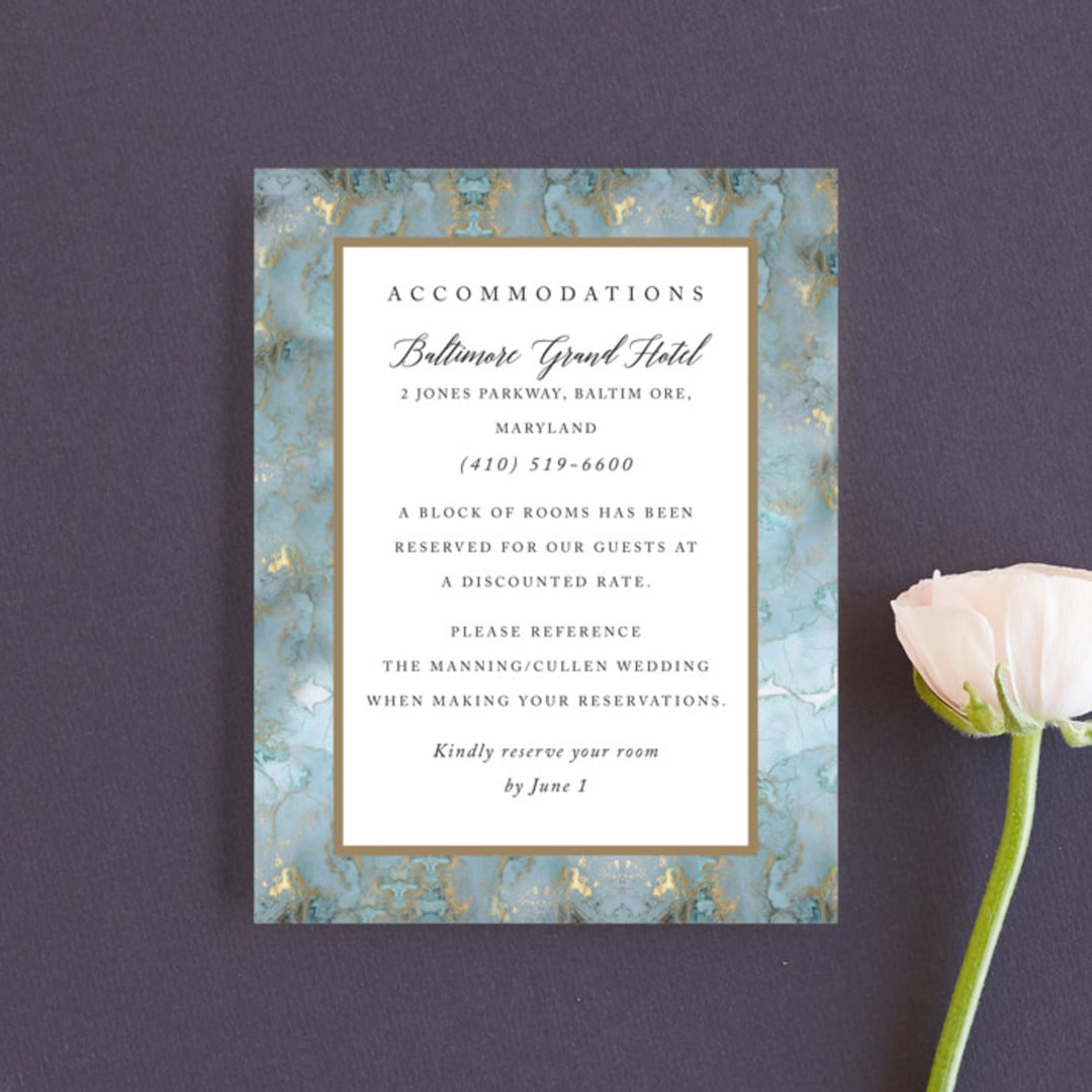 "Something Blue" - Direction Cards in Aqua by Benita Crandall - Front