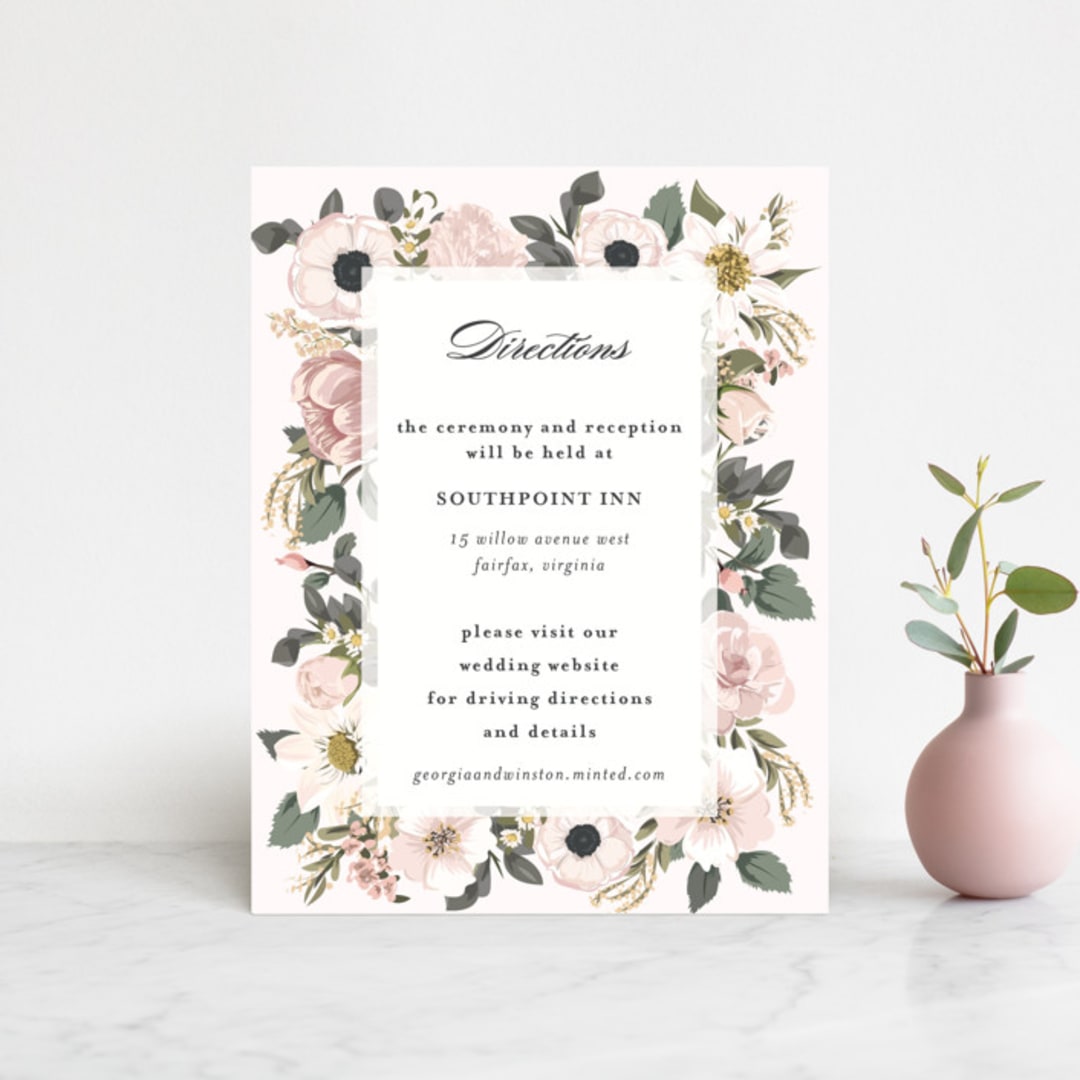 "Spring Botanicals" - Direction Cards in Blush by Susan Moyal - Front