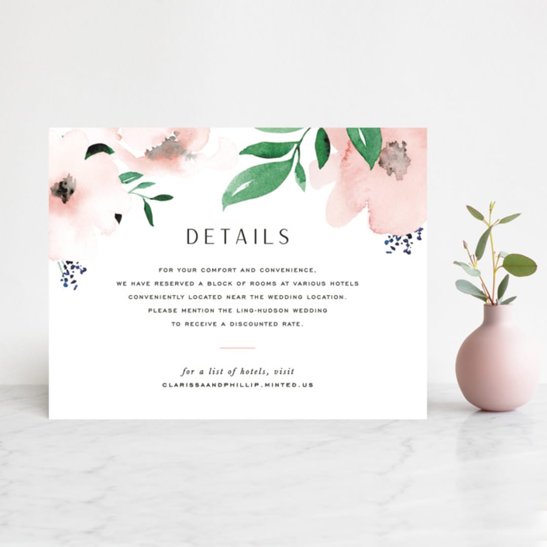 "Soft Florals" - Direction Cards in Coral Wash by Leah Bisch - Front