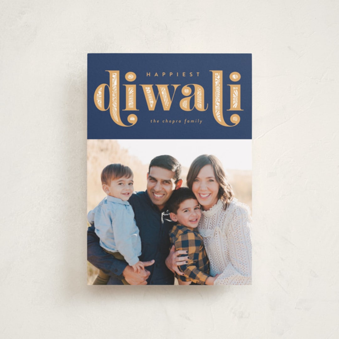 "Diwali Inlay" - Diwali Cards in Navy by Robert and Stella - Front