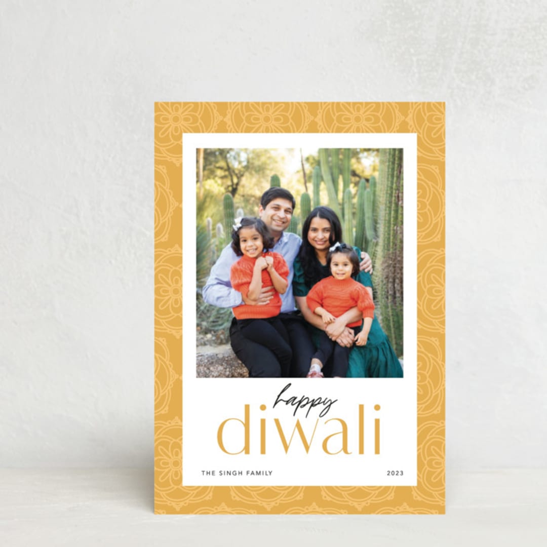 "Colorful Pattern" - Diwali Cards in Butter by Robert and Stella - Front