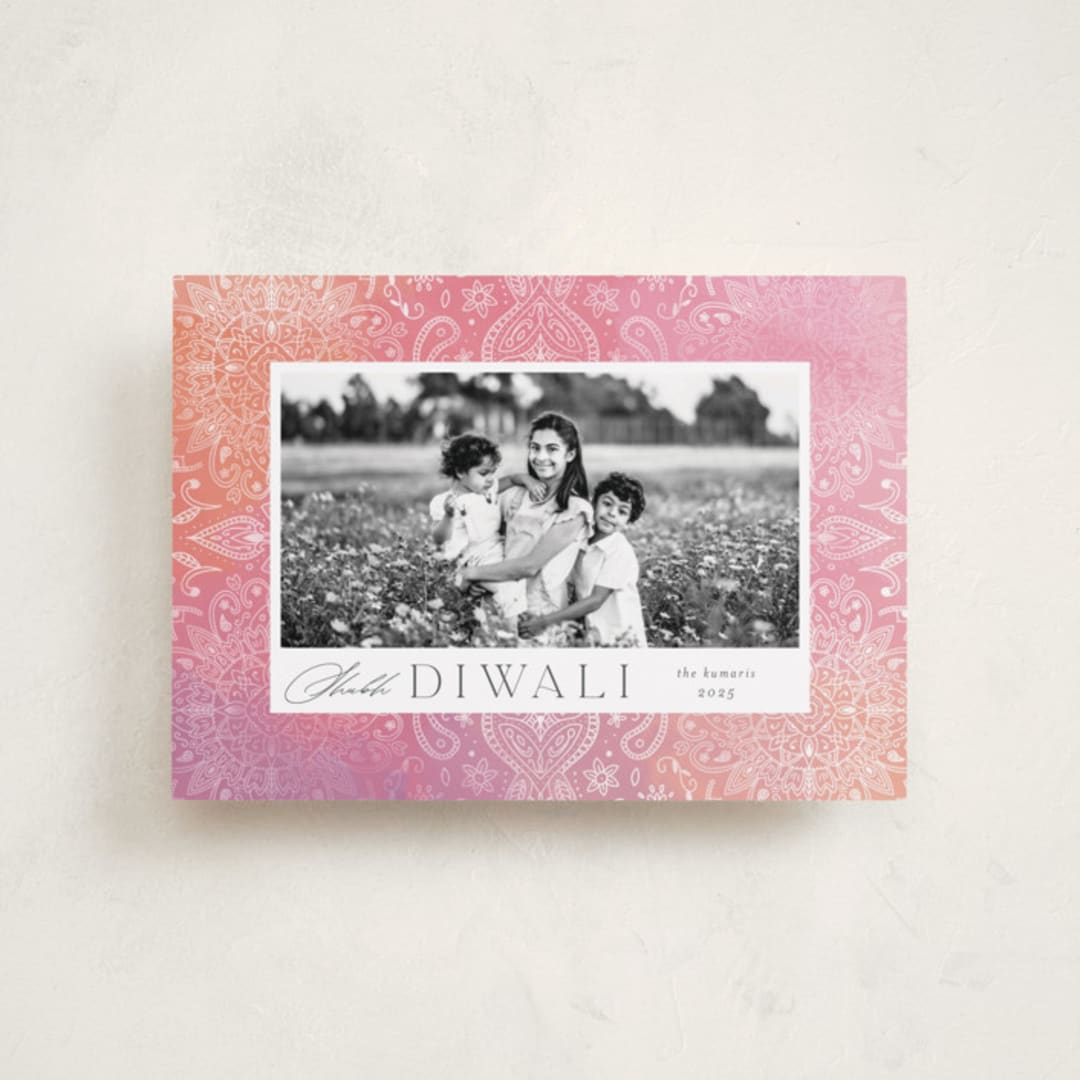 "Intricate Mandala" - Diwali Cards in Sorbet by Ashley Rosenbaum - Front