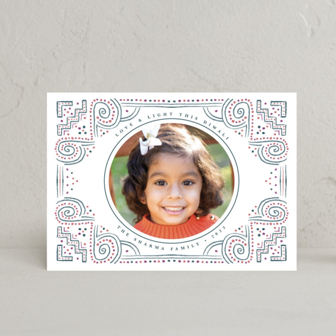 "rangoli frame" - Diwali Cards in Teal by Kanika Mathur - Front