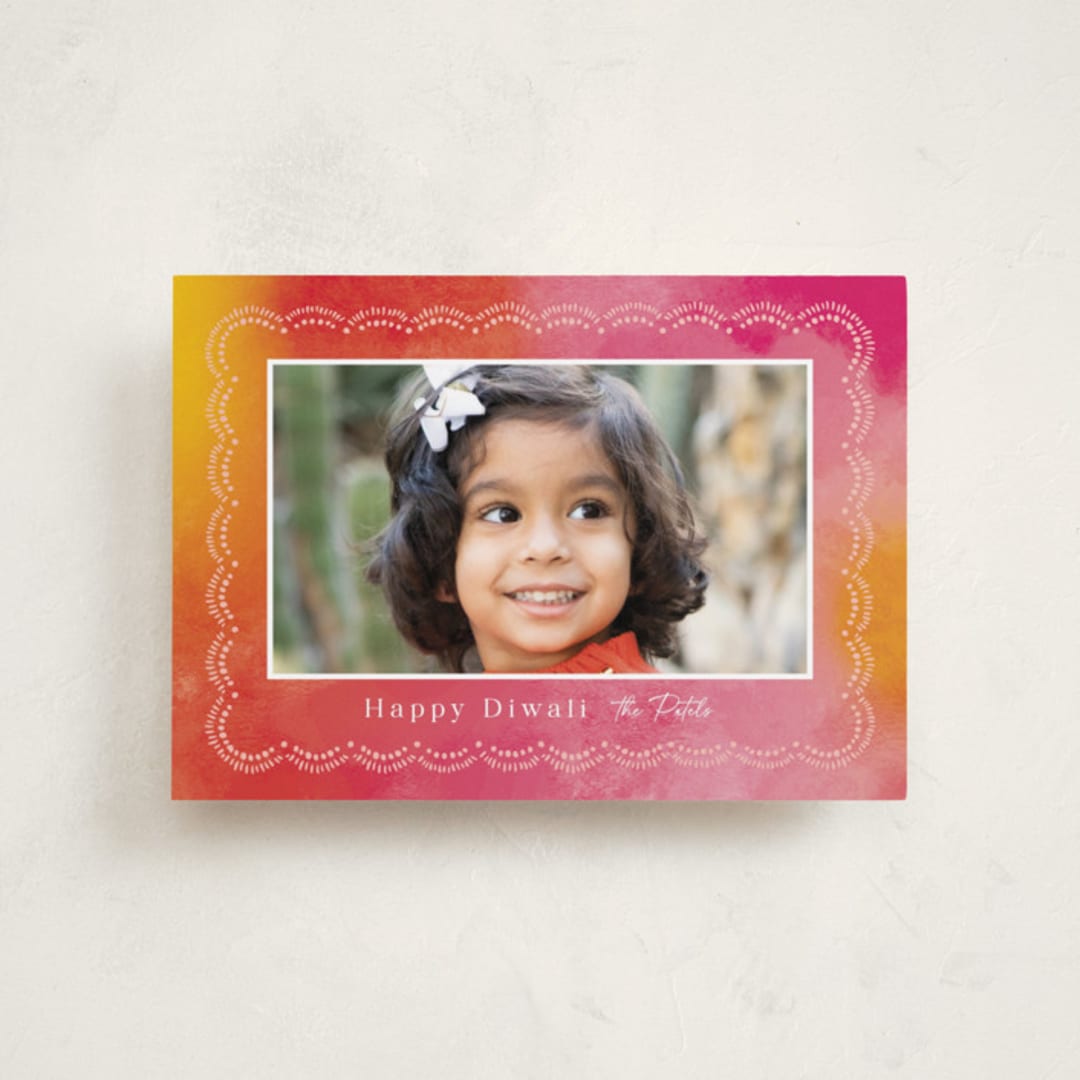 "Painterly Frame" - Diwali Cards in Carnation by Laura Hankins - Front