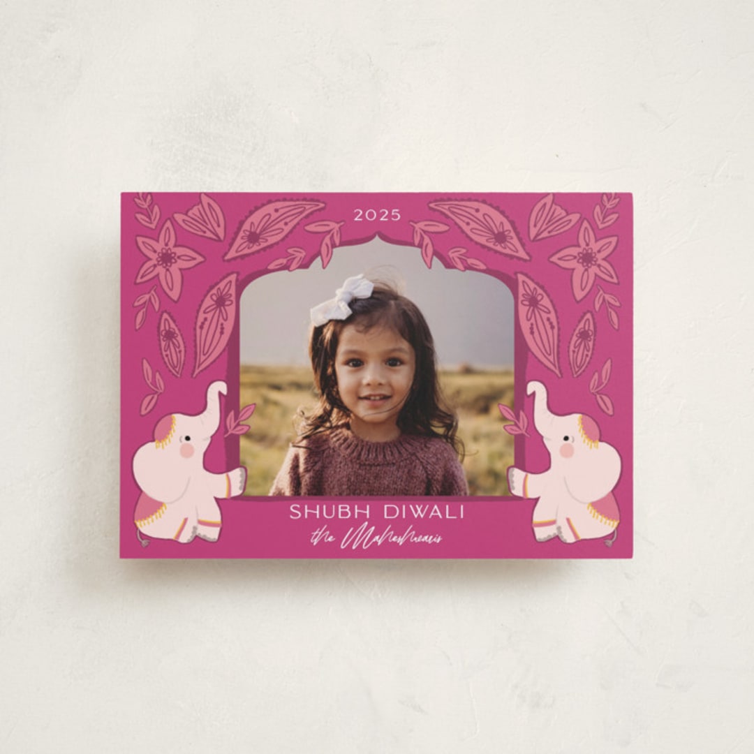"Shubh Diwali" - Diwali Cards in Magenta by Hudson meet Rose - Front