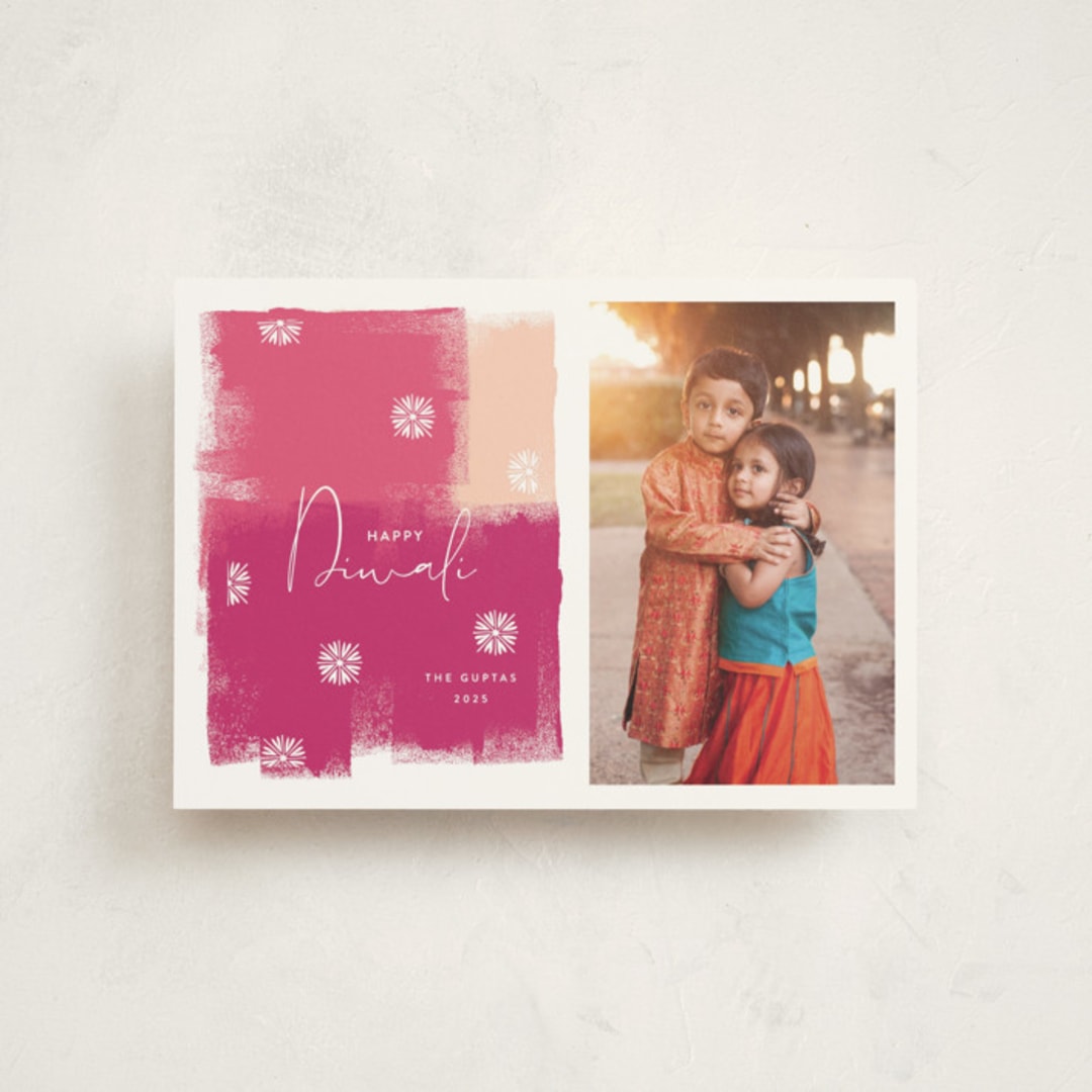 "Diwali Splash" - Diwali Cards in Fuchsia by Nazia Hyder - Front