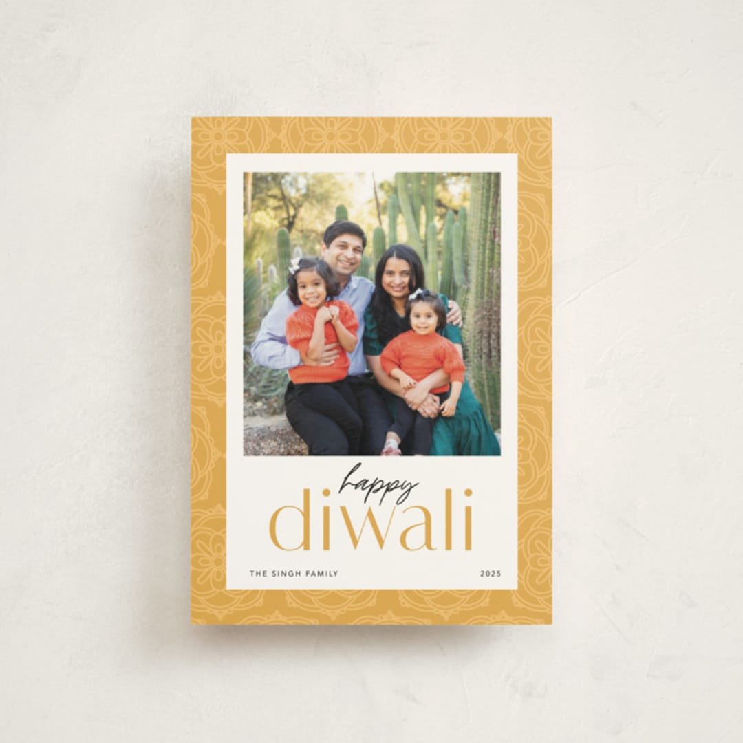 "Colorful Pattern" - Diwali Cards in Butter by Robert and Stella - Front