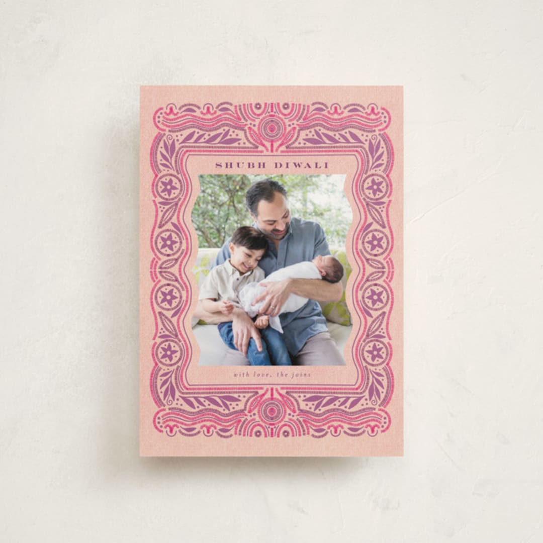 "Embroidered" - Diwali Cards in Amethyst by Cindy Reynolds - Front