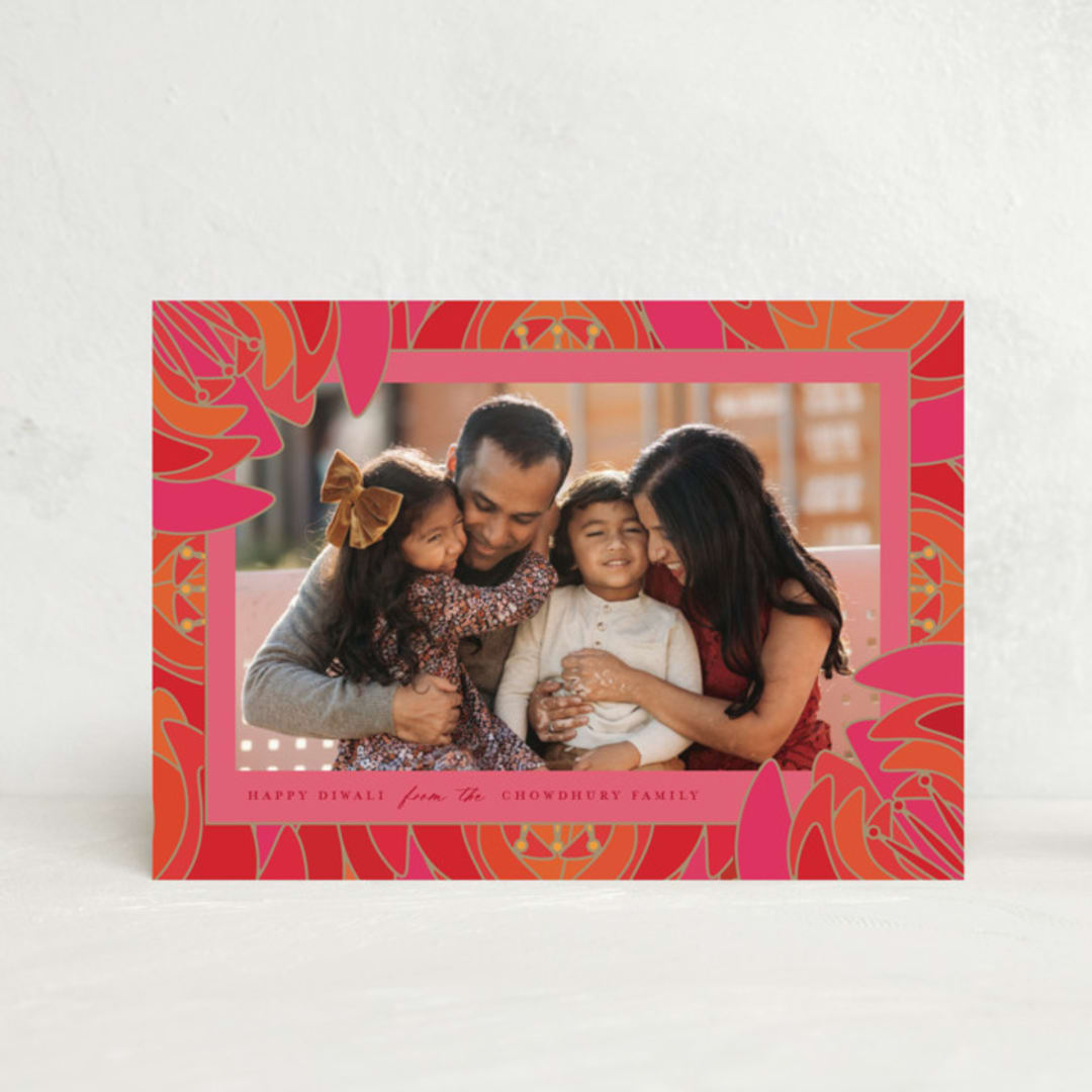 "Lotus" - Diwali Cards in Paprika by Kamala Nahas - Front