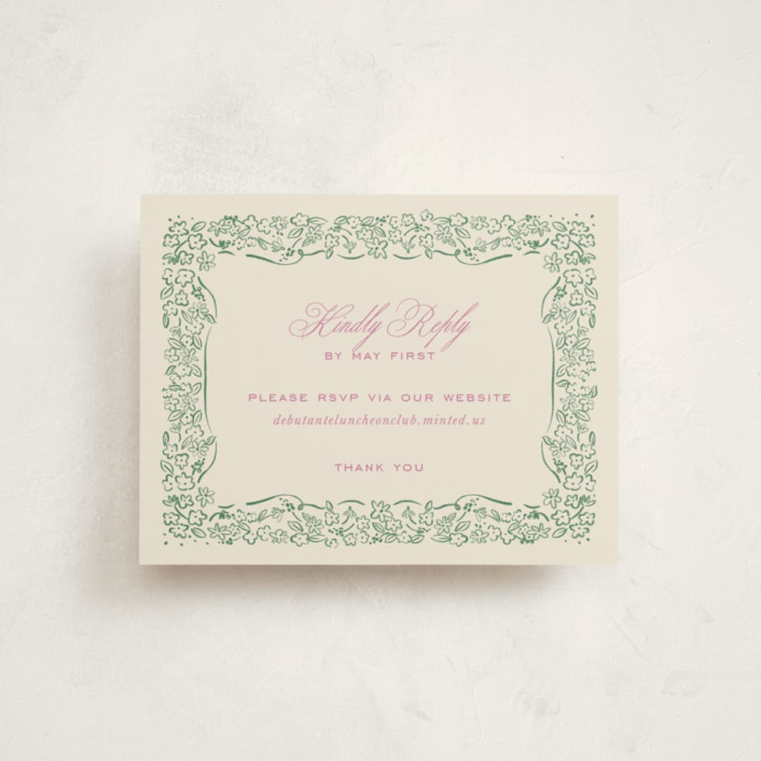"Reticella" - Debutante Party Enclosure Cards in Garden by Pati Cascino - Front