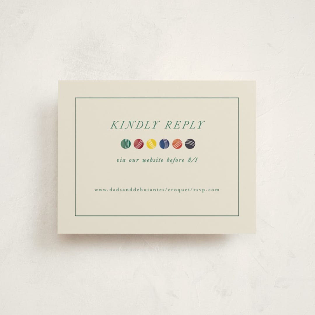 "An Evening of Croquet" - Debutante Party Enclosure Cards in Ivory by Becky Nimoy - Front