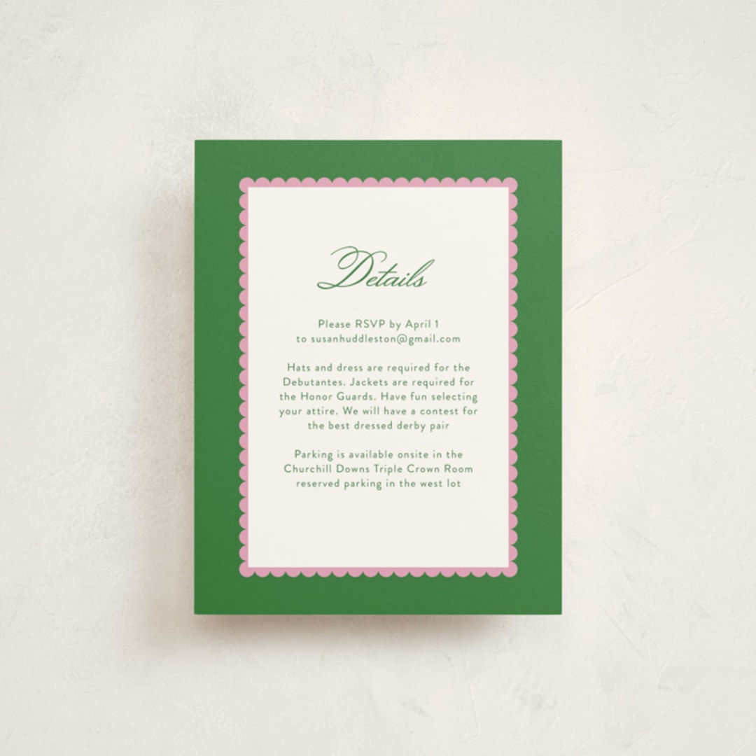 "Derby Party" - Debutante Party Enclosure Cards in Bubblegum by Ashlee Townsend - Front