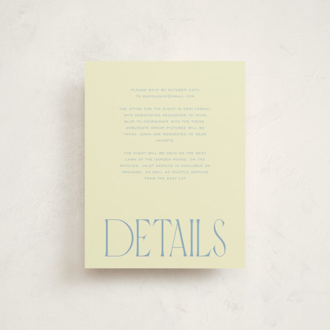 "Dads and Debutantes" - Debutante Party Enclosure Cards in Hydrangea by Ashlee Townsend - Front