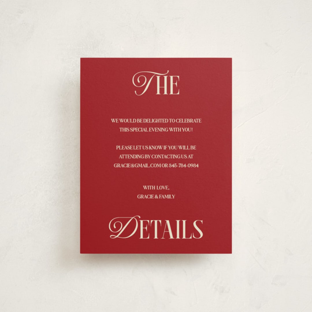 "The Debut Season" - Debutante Party Enclosure Cards in Cherry by Helena Vitto - Front