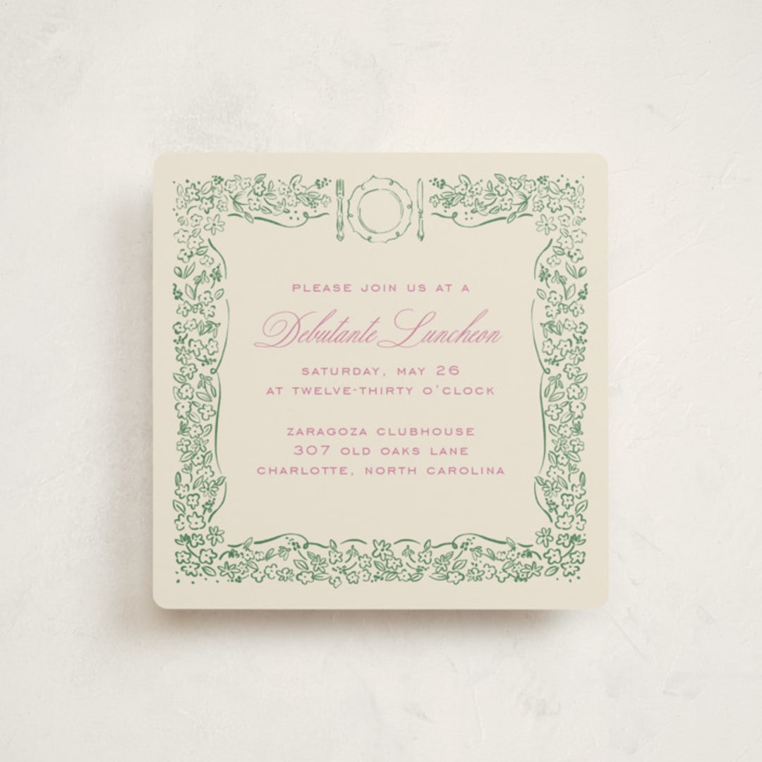 "Reticella" - Debutante Party Invitations in Garden by Pati Cascino - Front