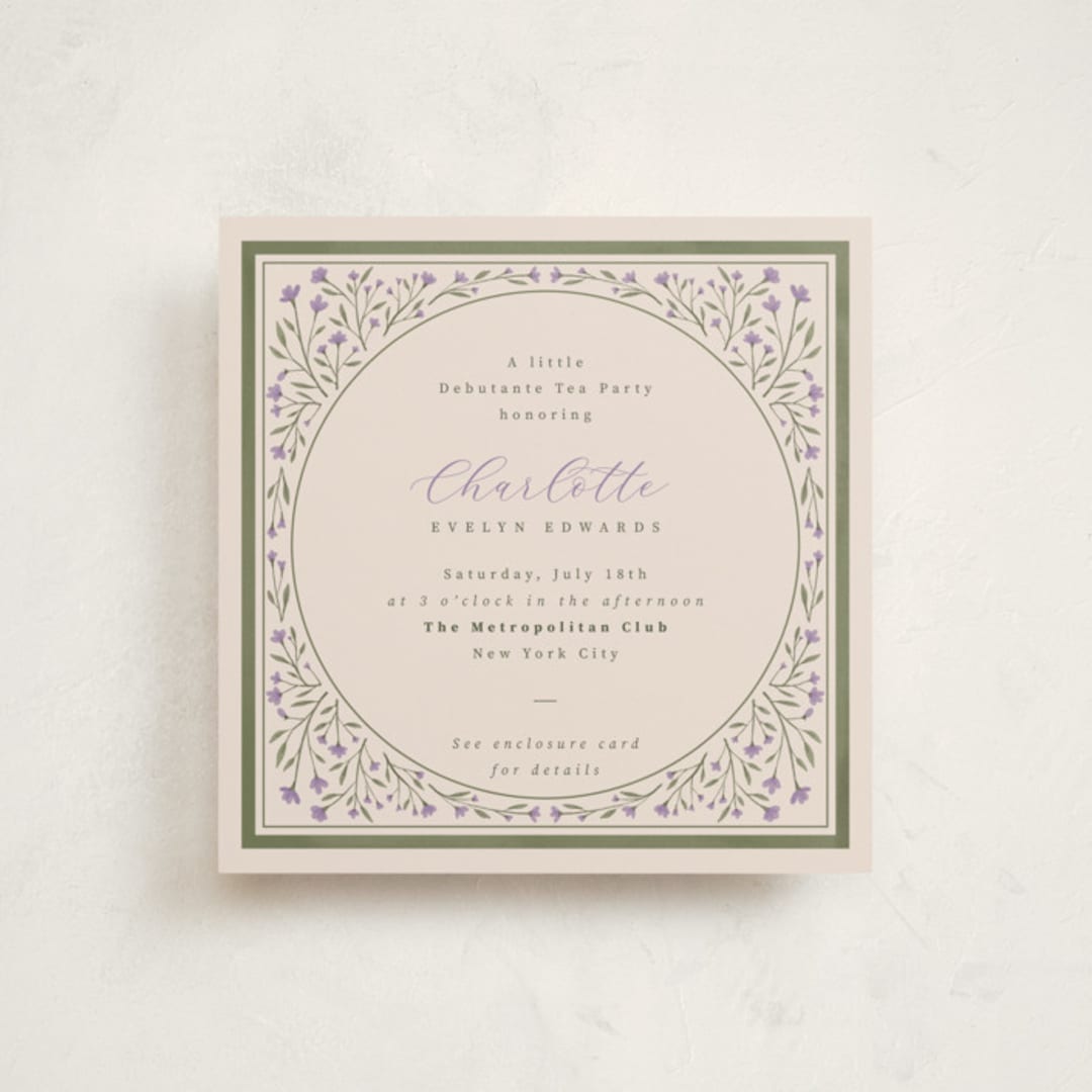 "garden" - Debutante Party Invitations in Lavender by Adelyn T. - Front