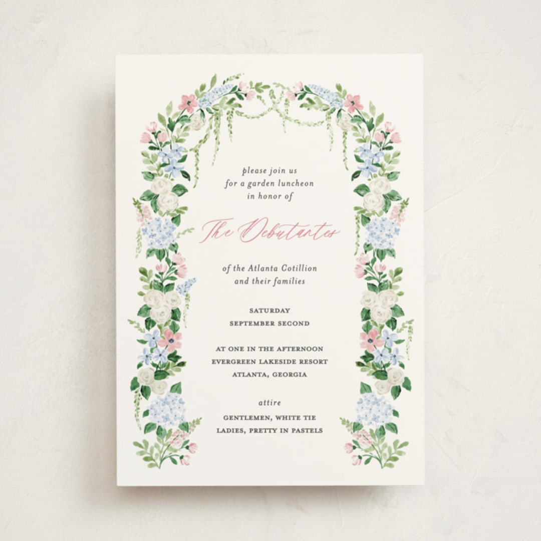"Daphne" - Debutante Party Invitations in Blush by Sarah Knight - Front