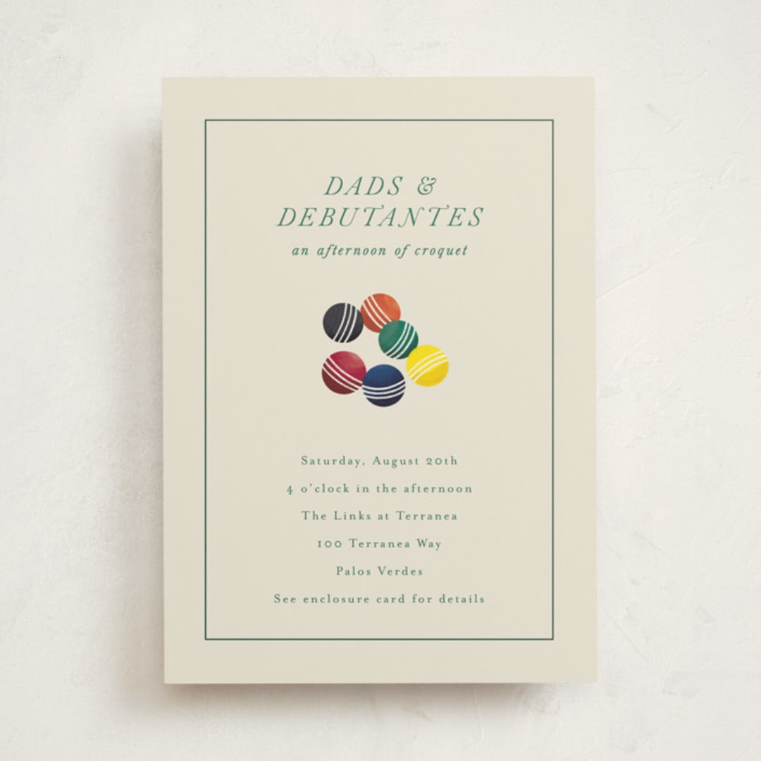 "An Evening of Croquet" - Debutante Party Invitations in Ivory by Becky Nimoy - Front